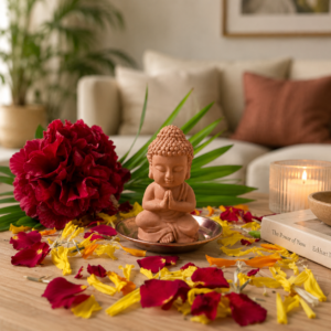Cambrilite Scented Sculpture –Meditating Buddha1(With Refill Fragrance)-Citrus Refresh – Lemongrass, Peppermint, Lemon & Citrus Notes