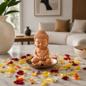 Cambrilite Scented Sculpture – Meditating Buddha 2 (With Refill Fragrance)-Aqua Fresh – Ocean Breeze, Lemongrass & Rosemary-