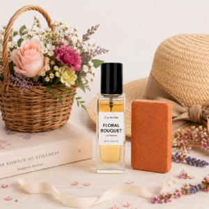 Cambrilite Car Perfume Diffuser-Premium Fragrance Spray (18 ml)-Claystone Jute Pouch-(Floral Bouquet)