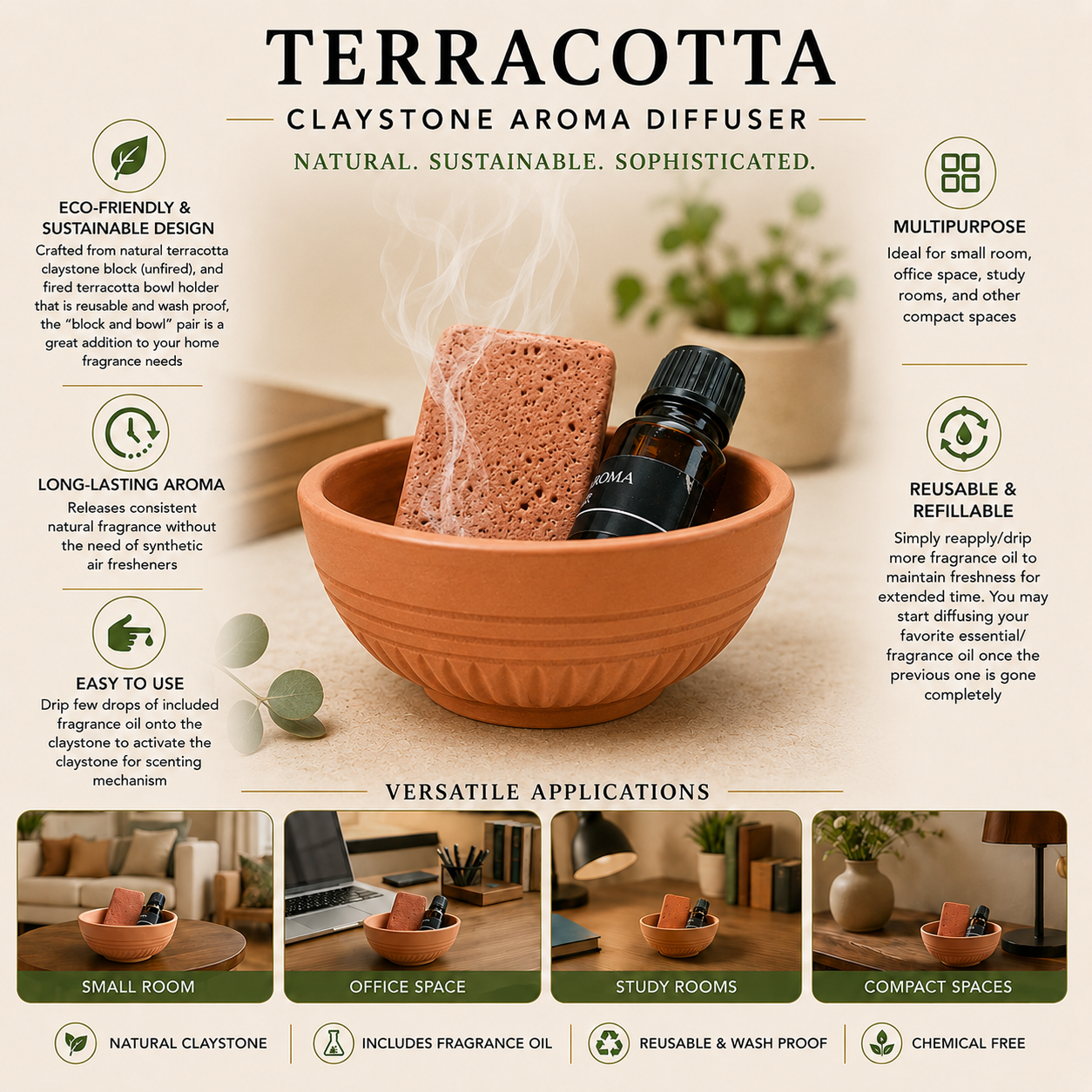 Claystone block aroma diffuser-Cinnamon-vanilla fragrance - Image 8