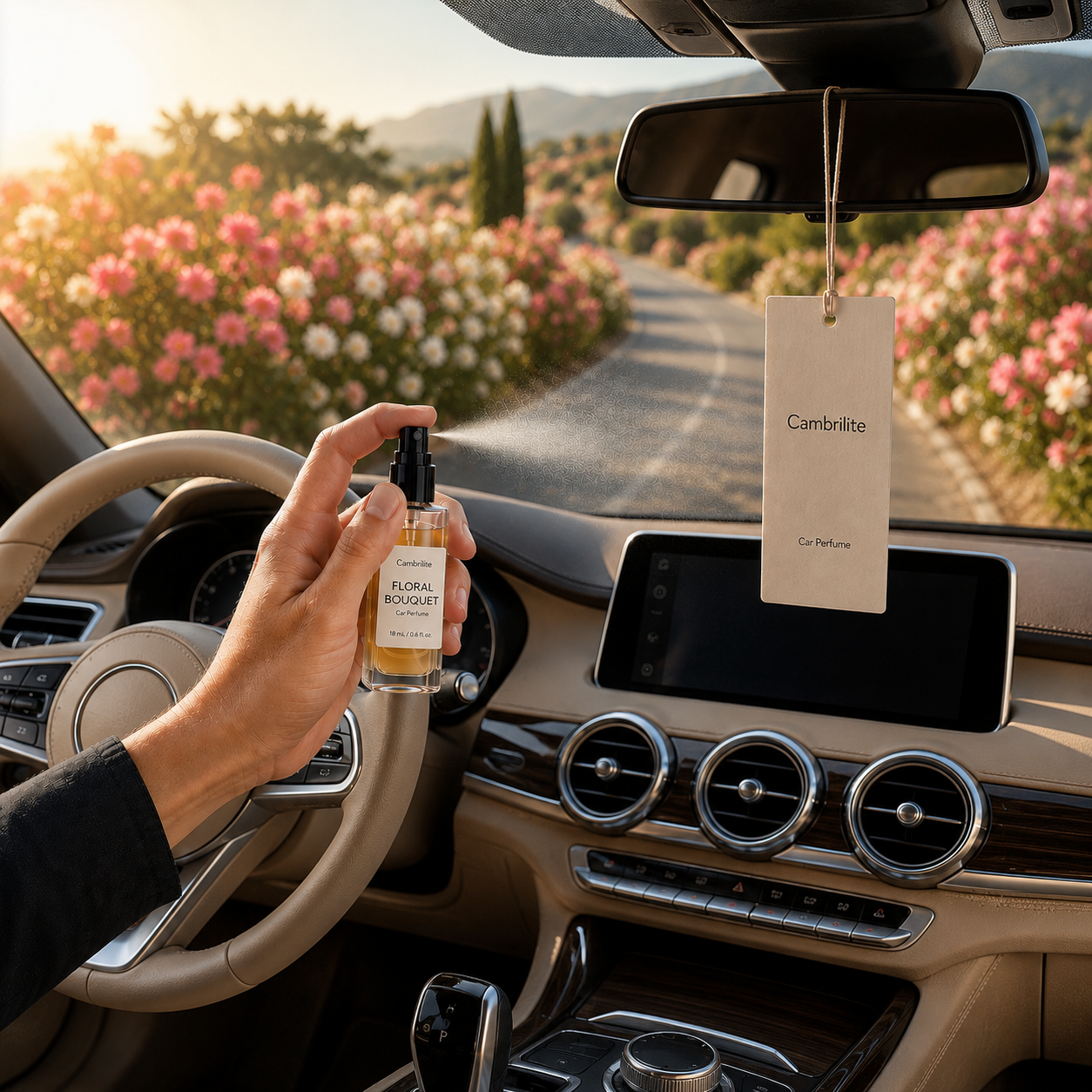 Cambrilite Car Perfume Diffuser-Premium Fragrance Spray (18 ml)-Hanging card-(Floral Bouquet) - Image 6