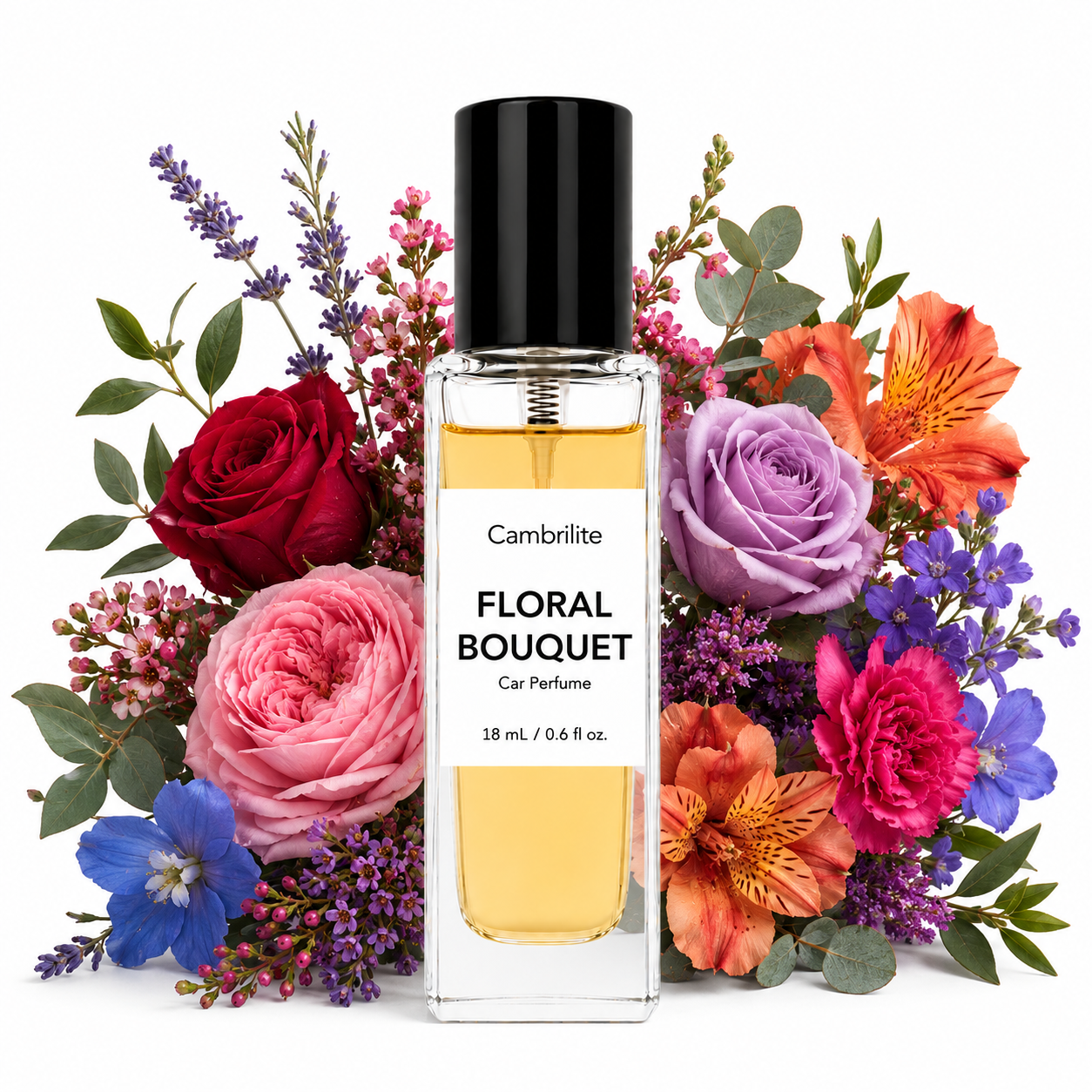Cambrilite Car Perfume Diffuser-Premium Fragrance Spray (18 ml)-Hanging card-(Floral Bouquet) - Image 3