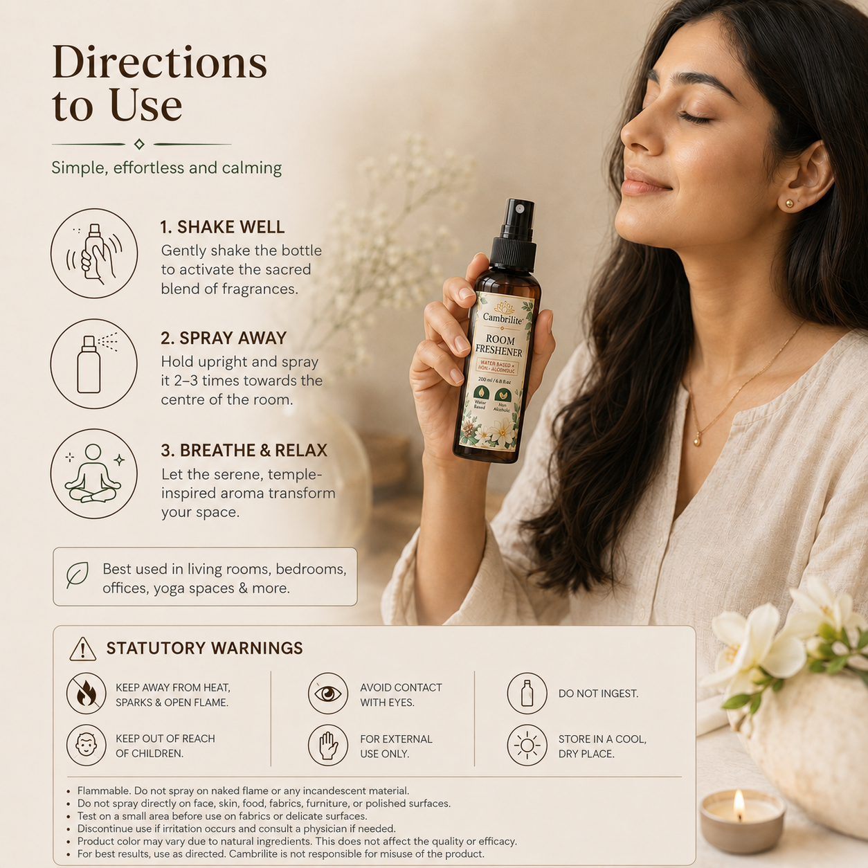Cambrilite Room freshener water based luxurious, aerosol free, alcohol free fragrance for Home/Office/Living space (200 ml)-(Petrichor) - Image 7