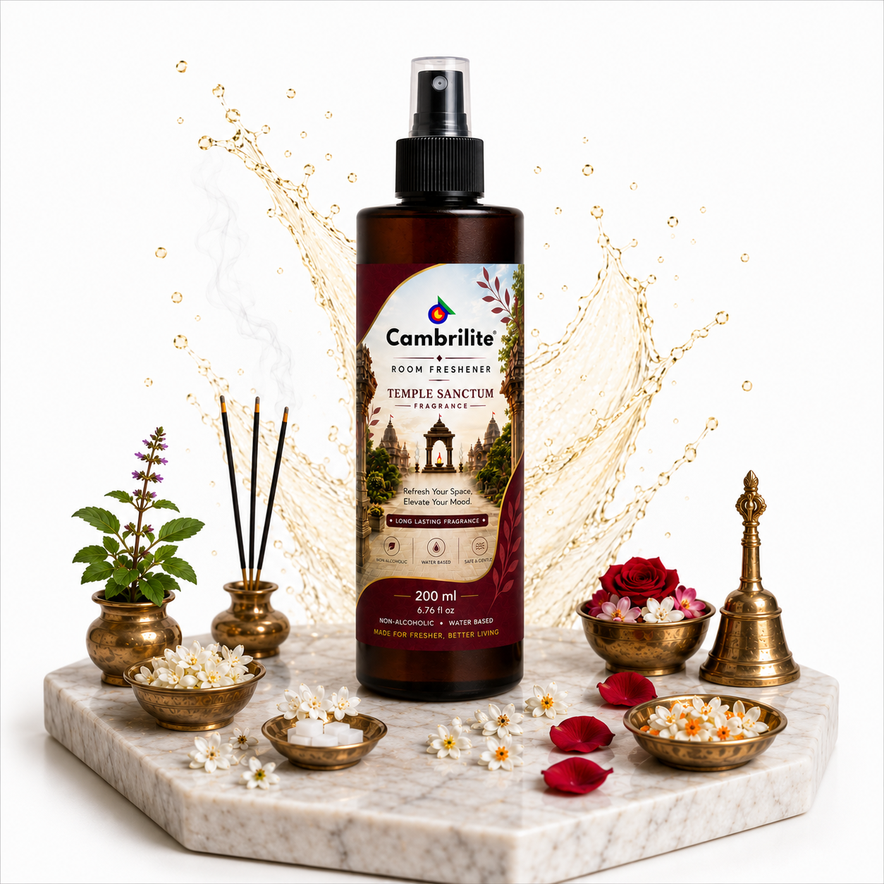 Cambrilite Room freshener water based luxurious, aerosol free, alcohol free fragrance for Home/Office/Living space (200 ml)-(Temple Sanctum) - Image 5